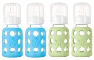 lifefactory glass baby bottles 4 pack (4 oz. in boy colors) (blue/green)