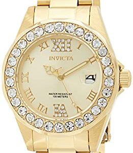 Invicta Women's 15252 Pro Diver Gold Dial Crystal Accented 18k Ion-Plated Stainless Steel Watch