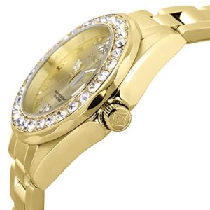 Invicta Women's 15252 Pro Diver Gold Dial Crystal Accented 18k Ion-Plated Stainless Steel Watch