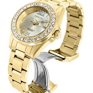 Invicta Women's 15252 Pro Diver Gold Dial Crystal Accented 18k Ion-Plated Stainless Steel Watch