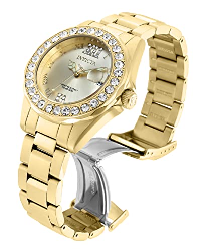 Invicta Women's 15252 Pro Diver Gold Dial Crystal Accented 18k Ion-Plated Stainless Steel Watch