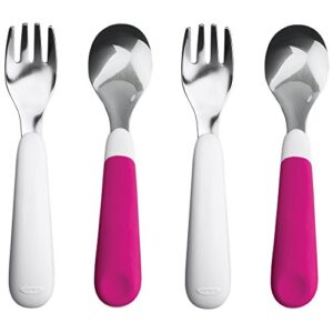 oxo tot fork and spoon set, pack of 2 (pink)