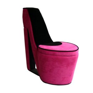 ore international high heel storage chair, pink and black