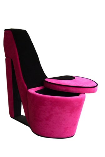 ORE International High Heel Storage Chair, Pink and Black