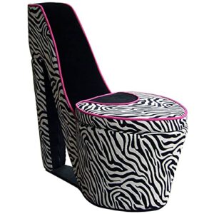 ore international a high heel storage chair, black zebra