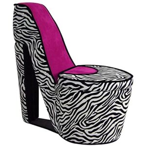 ore international a high heel storage chair, pink zebra