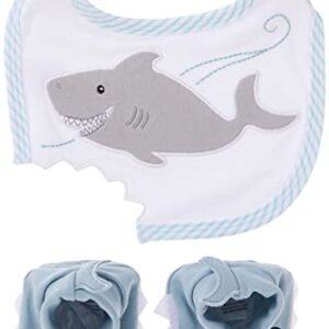 Baby Aspen Bib and Booties Gift Set, Chomp and Stomp Shark, 0-9 Month