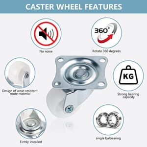 Cofufu 1" Low Profile Caster Wheels Set of 4, No Noise Casters for Furniture with Polyurethane Wheels, Small Rectangle Swivel Caster with 360 Degree Top Plate 22 lbs Weighs Capacity Each Caster