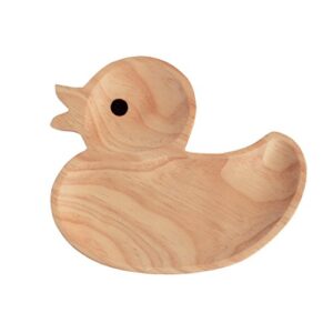 spice of life kids petits et maman wooden plate - duck - reusable home/party/picnic dinnerware