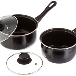 Gibson Home Back to Basics Carbon Steel Nonstick Cookware Set, 7-Piece, Black