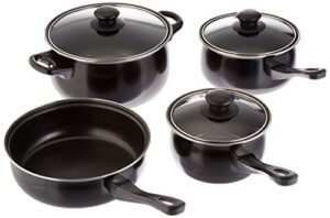 gibson home back to basics carbon steel nonstick cookware set, 7-piece, black