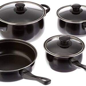 Gibson Home Back to Basics Carbon Steel Nonstick Cookware Set, 7-Piece, Black