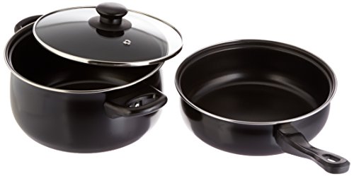 Gibson Home Back to Basics Carbon Steel Nonstick Cookware Set, 7-Piece, Black