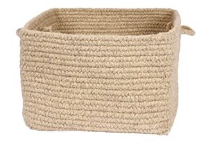 colonial mills chunky natural wool basket, 12"x12"x8", light beige