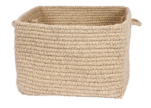 Colonial Mills Chunky Natural Wool Basket, 12"x12"x8", Light Beige