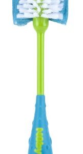 Nuby 2-in-1 Bottle and Nipple Cleaning Brush with Suction Base, Colors May Vary