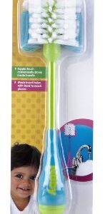 Nuby 2-in-1 Bottle and Nipple Cleaning Brush with Suction Base, Colors May Vary