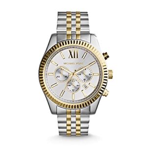 michael kors men's lexington stainless steel analog-quartz watch with stainless-steel strap, two tone, 20 (model: mk8344)