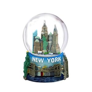 mini new york city snow globe featuring the nyc skyline in this souvenir figurine with statue of liberty, 2.5" tall (45mm)