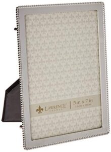 lawrence frames metal picture frame with delicate outer border of beads, 5 by 7-inch, silver