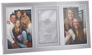 lawrence frames 2-tone triple opening panel picture frame, 4 by 6-inch, brushed silver metal and shiny metal