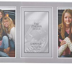 Lawrence Frames 2-Tone Triple Opening Panel Picture Frame, 4 by 6-Inch, Brushed Silver Metal and Shiny Metal