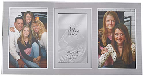 Lawrence Frames 2-Tone Triple Opening Panel Picture Frame, 4 by 6-Inch, Brushed Silver Metal and Shiny Metal