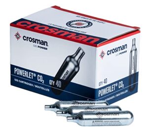 crosman 12-gram co2 powerlet cartridges for use with air rifles and air pistols, pack of 40