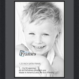 Art to Frames Double-Multimat-647-41/89-FRBW26079 Collage Photo Frame Double Mat with 1 - 12x18 Openings and Satin Black Frame