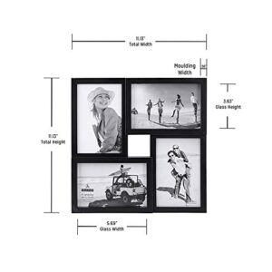 Malden 4-Opening Matted Collage Frame, Displays Four 4x6 Pictures, Black, 4 Count