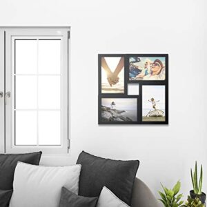 Malden 4-Opening Matted Collage Frame, Displays Four 4x6 Pictures, Black, 4 Count