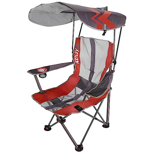 Kelsyus Original Foldable Canopy Chair for Camping, Tailgates, and Outdoor Events, Grey/Red