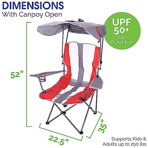 Kelsyus Original Foldable Canopy Chair for Camping, Tailgates, and Outdoor Events, Grey/Red