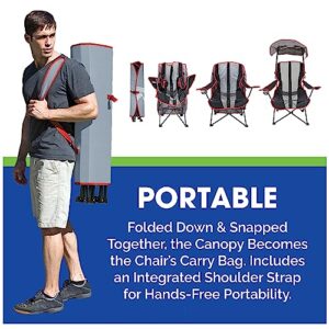 Kelsyus Original Foldable Canopy Chair for Camping, Tailgates, and Outdoor Events, Grey/Red