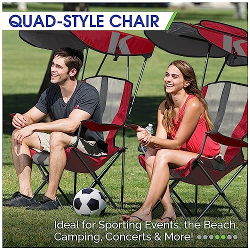 Kelsyus Original Foldable Canopy Chair for Camping, Tailgates, and Outdoor Events, Grey/Red