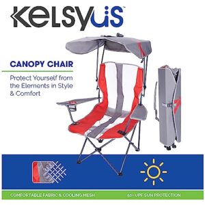 Kelsyus Original Foldable Canopy Chair for Camping, Tailgates, and Outdoor Events, Grey/Red