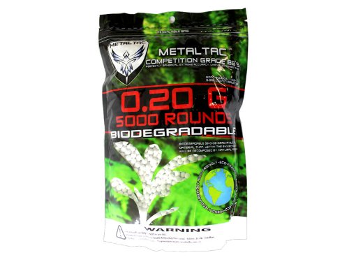 MetalTac Airsoft BBS Bio-Degradable .20g Perfect Grade High Precision 6mm BB Pellets (Bag of 5000 Rounds)