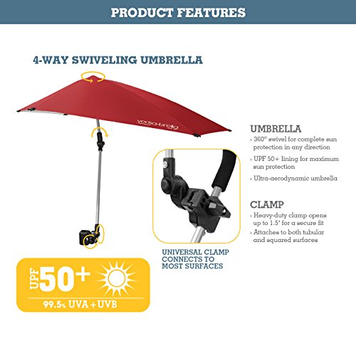 Sport-Brella Versa-Brella 4-Way Swiveling Sun Umbrella (Firebrick Red), Regular