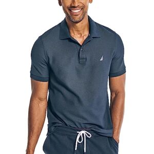nautica men's short sleeve solid deck polo shirt, navy, x-large