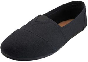 easysteps women's canvas slip-on shoes with padded insole (9, black everywhere)