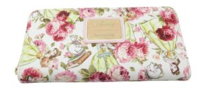 loungefly disney beauty & the beast belle mrs. potts pink peony floral wallet