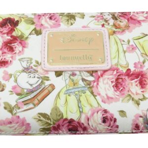 Loungefly Disney Beauty & The Beast Belle Mrs. Potts Pink Peony Floral Wallet