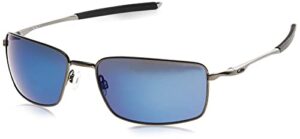 oakley men's oo4075 square wire rectangular sunglasses, carbon/grey polarized, 60 mm