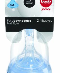 Joovy Boob Nipples with Elongated Shape to Mimic Mom and Available in 5 Flows Including X-Cut Extra Fast Flow for Thicker Foods - Compatible with Joovy Boob Bottle Line (Clear, Stage 3, 2 Count)