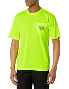 caterpillar men's big and tall trademark pocket t-shirt (regular and big & tall sizes), hi-vis yellow, x large