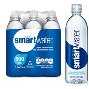 smartwater vapor distilled premium water, 16.9 fl oz (pack of 6)
