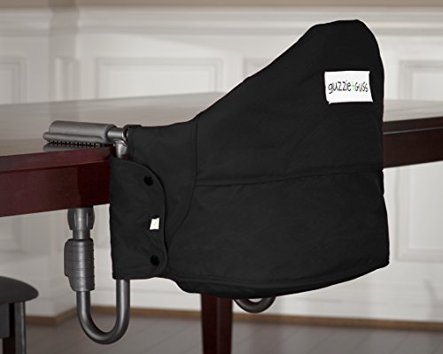 guzzie+Guss Perch Clip On Table Chair – Easy and Secure Setup for Travel (Including Restaurants, Picnics), at Home (Kitchen Islands, Dining Tables) with Machine Washable Fabric, Black