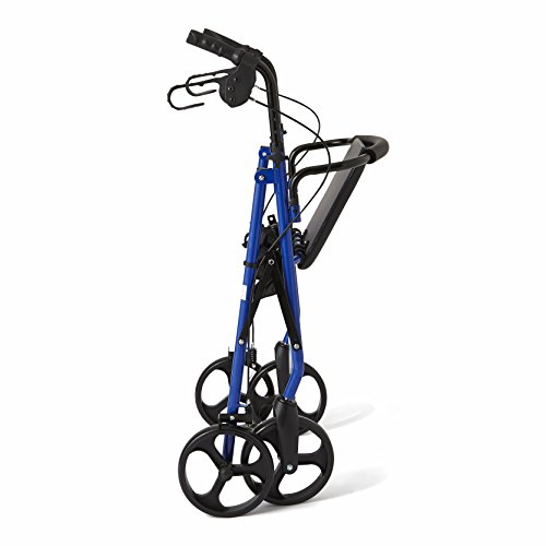 Medline Standard Steel Folding Rollator Walker with 8" Wheels, Supports up to 350 lbs, Blue