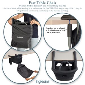 Inglesina Fast Table Chair - Award-Winning Baby High Chair for Eating & Dining - Compact, Portable & Foldable - Leaves No Scratches - for Babies 6-36 Months & 1-3 Year Old Toddler - Navy