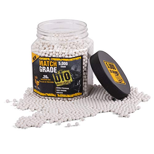 Game Face 20GBW5J 6mm Match Grade .20-Gram 6mm White Biodegradable Airsoft BBs, Multi (5000-Count)